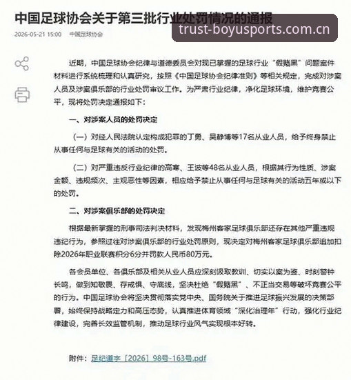 中超反腐大清洗：足协第三批禁足名单深度评测——博鱼体育平台用户看中国足球治理风暴